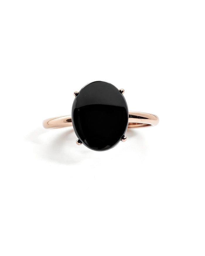 Oval Hematite Rose Gold Ring