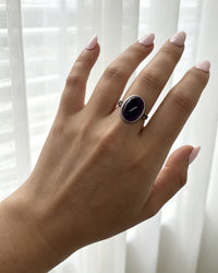 Amethyst Crystal Ring – Oval Silver
