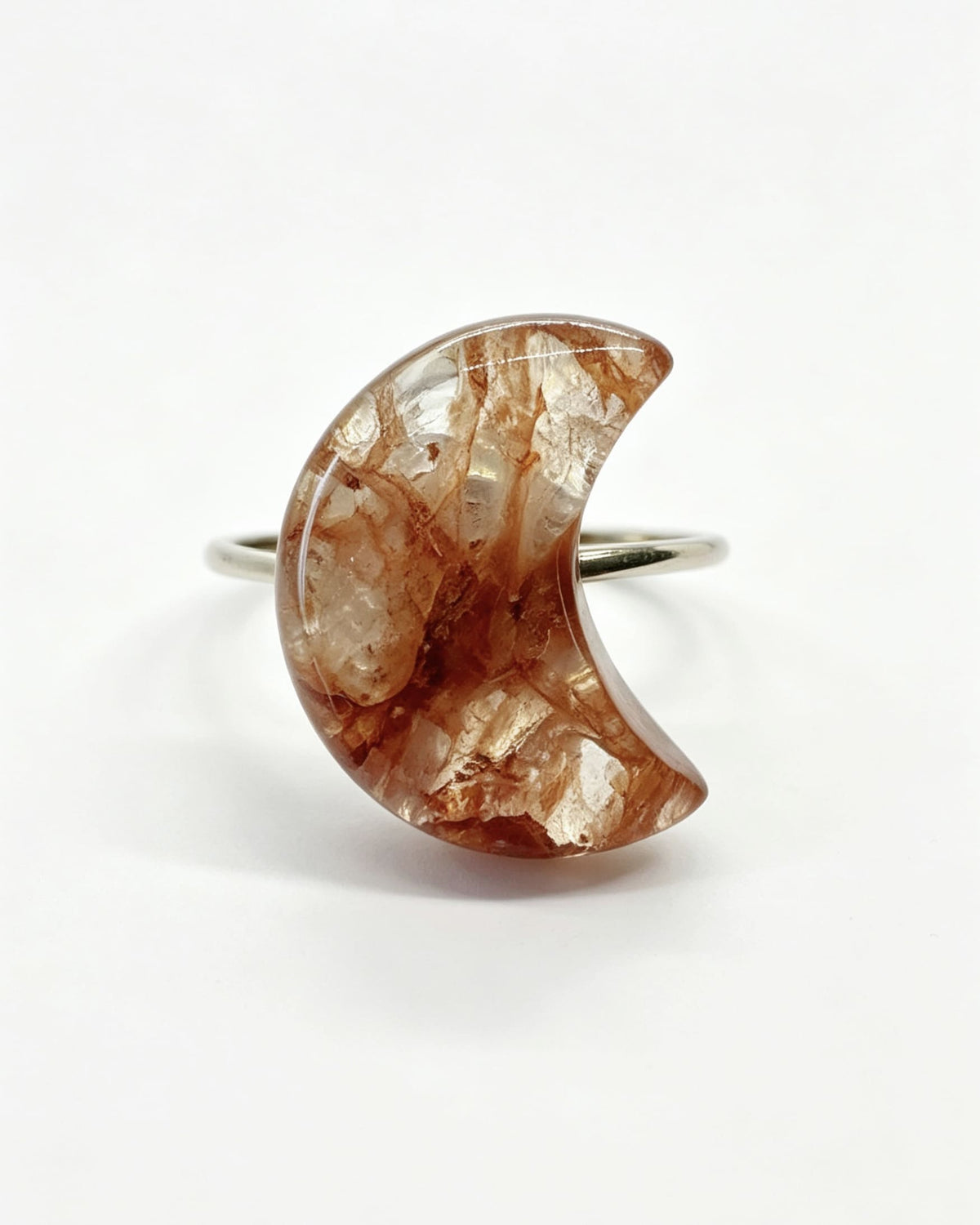 Fire Quartz Crystal Ring – Silver Moon