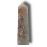 Flower Agate Obelisk with Green Amethyst Inclusions no. D922