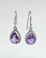 Amethyst Crystal Earrings – Drop Silver
