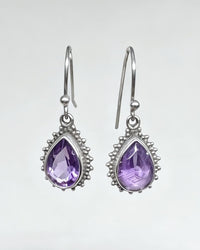 Amethyst Crystal Earrings – Drop Silver