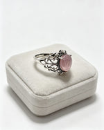 Rose Quartz Crystal Ring – Cushion Cut Silver