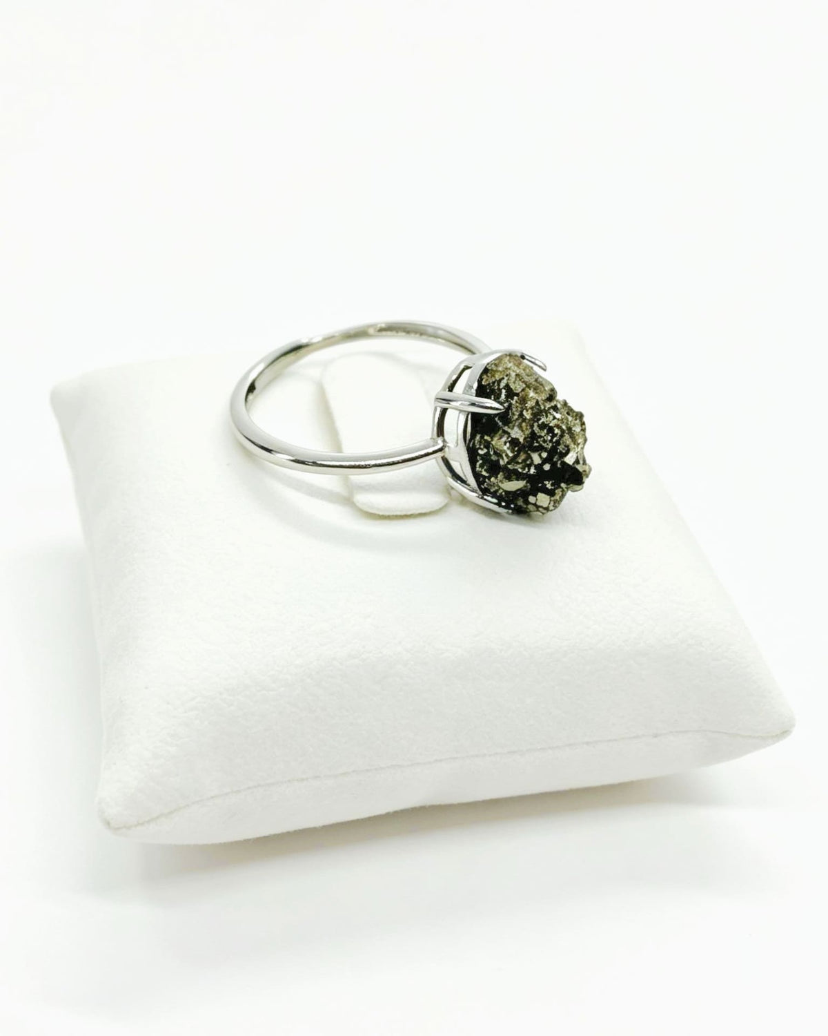 Pyrite Crystal Ring – Raw Silver No. 2