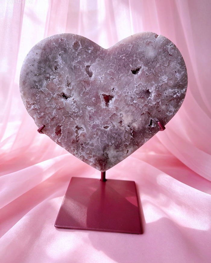 Pink Amethyst Heart Crystal Carving