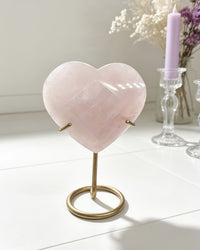 Rose Quartz Faceted Heart On Stand