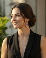 Amethyst Crystal Earrings – Drop Faceted Silver