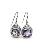 Amethyst Crystal Earrings – Cushion Cut Silver