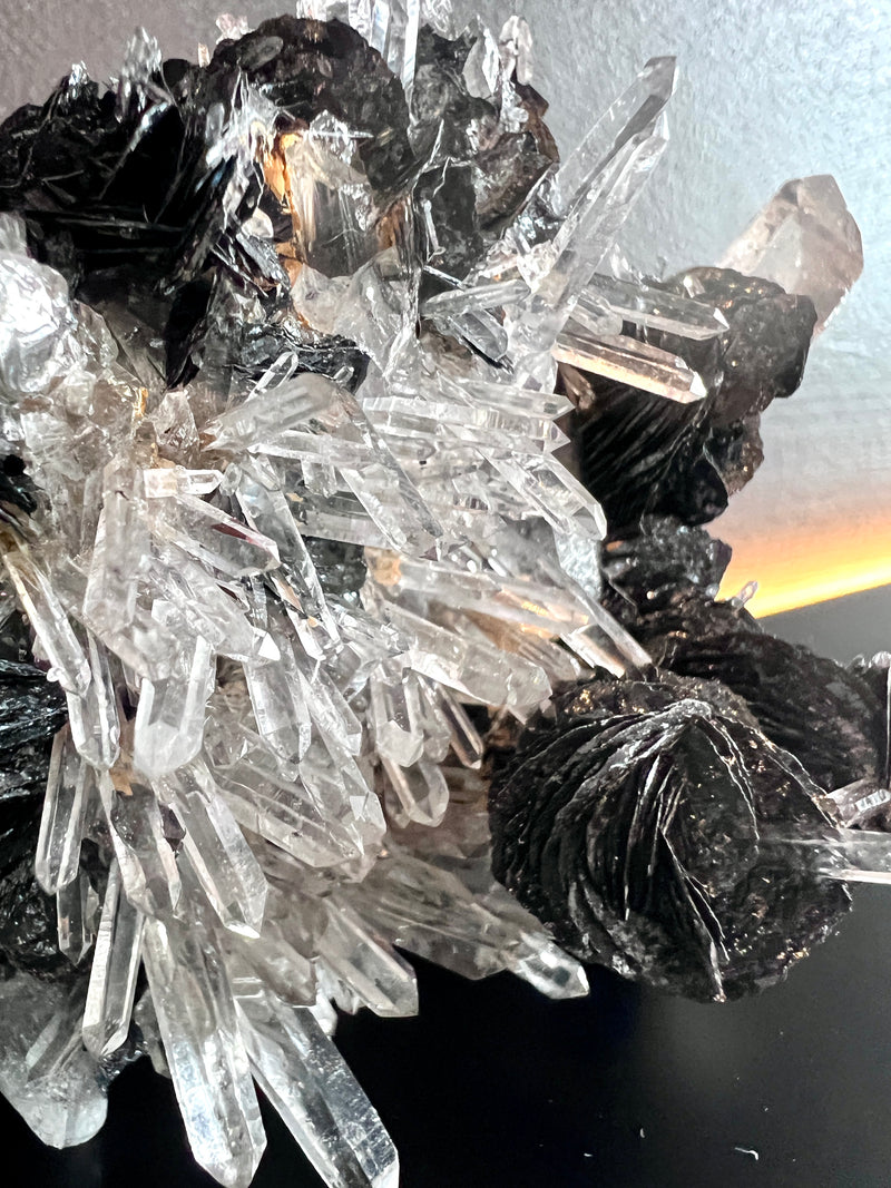 Black Rosette Hematite in Quartz Cluster no.5