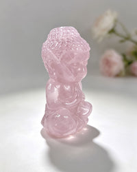 Rose Quartz Crystal Baby Buddha Carving