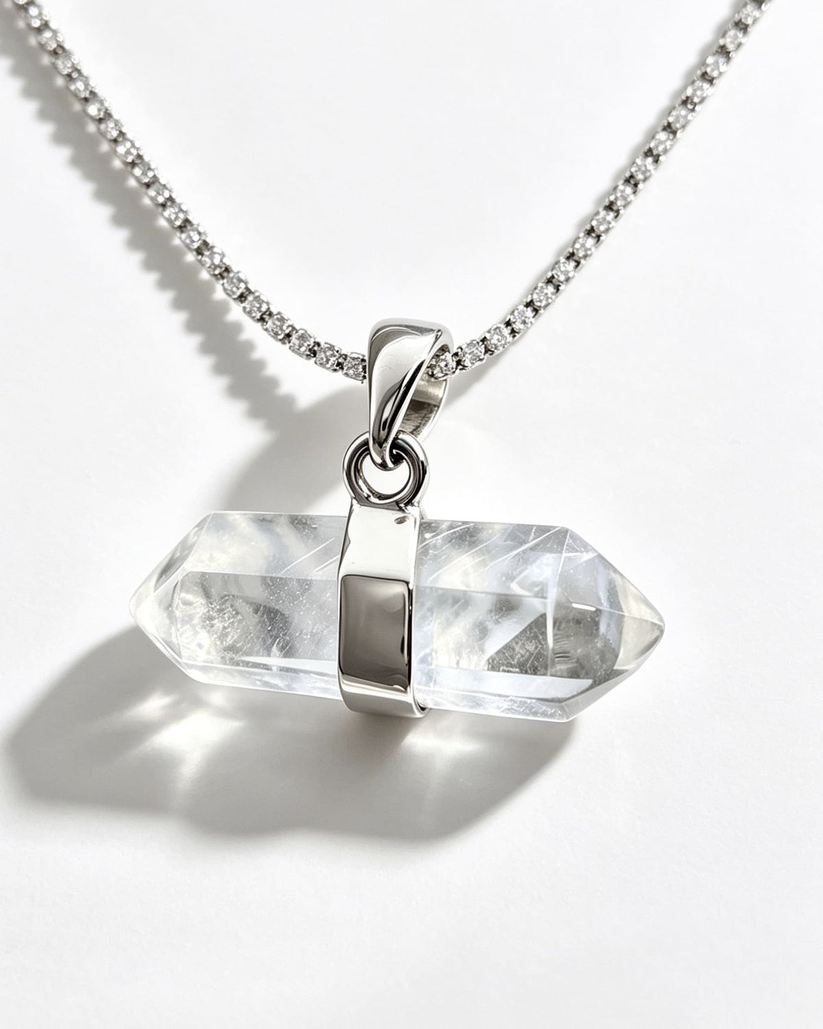 Blue Needle Silver Pendant - Double Terminated