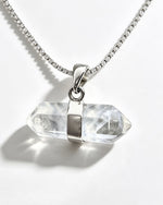 Blue Needle Silver Pendant - Double Terminated