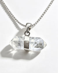 Blue Needle Silver Pendant - Double Terminated