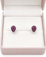 Ruby Studs - Drop Silver