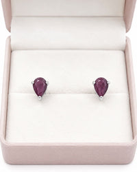 Ruby Studs - Drop Silver
