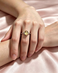Oval Citrine & Lab Diamonds Silver Ring