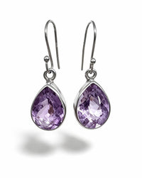 Amethyst Crystal Earrings – Drop Faceted Silver