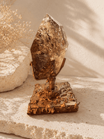 Natural Brazilian Smoky Citrine Free Form On Spinning Stand