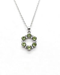 Peridot Crystal Pendant – Silver with Lab Diamonds