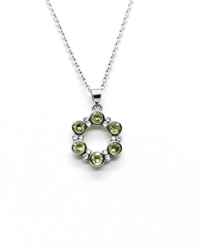 Peridot Crystal Pendant – Silver with Lab Diamonds
