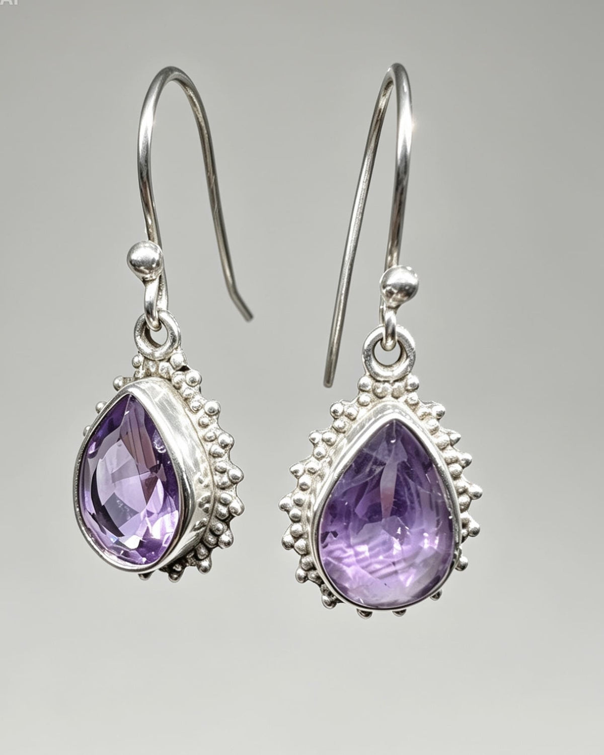 Amethyst Crystal Earrings – Drop Silver