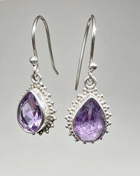 Amethyst Crystal Earrings – Drop Silver