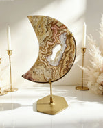 Golden Crazy Lace Agate Moon On Stand No. 2