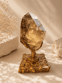 Natural Brazilian Smoky Citrine Free Form On Spinning Stand