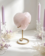 Rose Quartz Faceted Heart On Stand