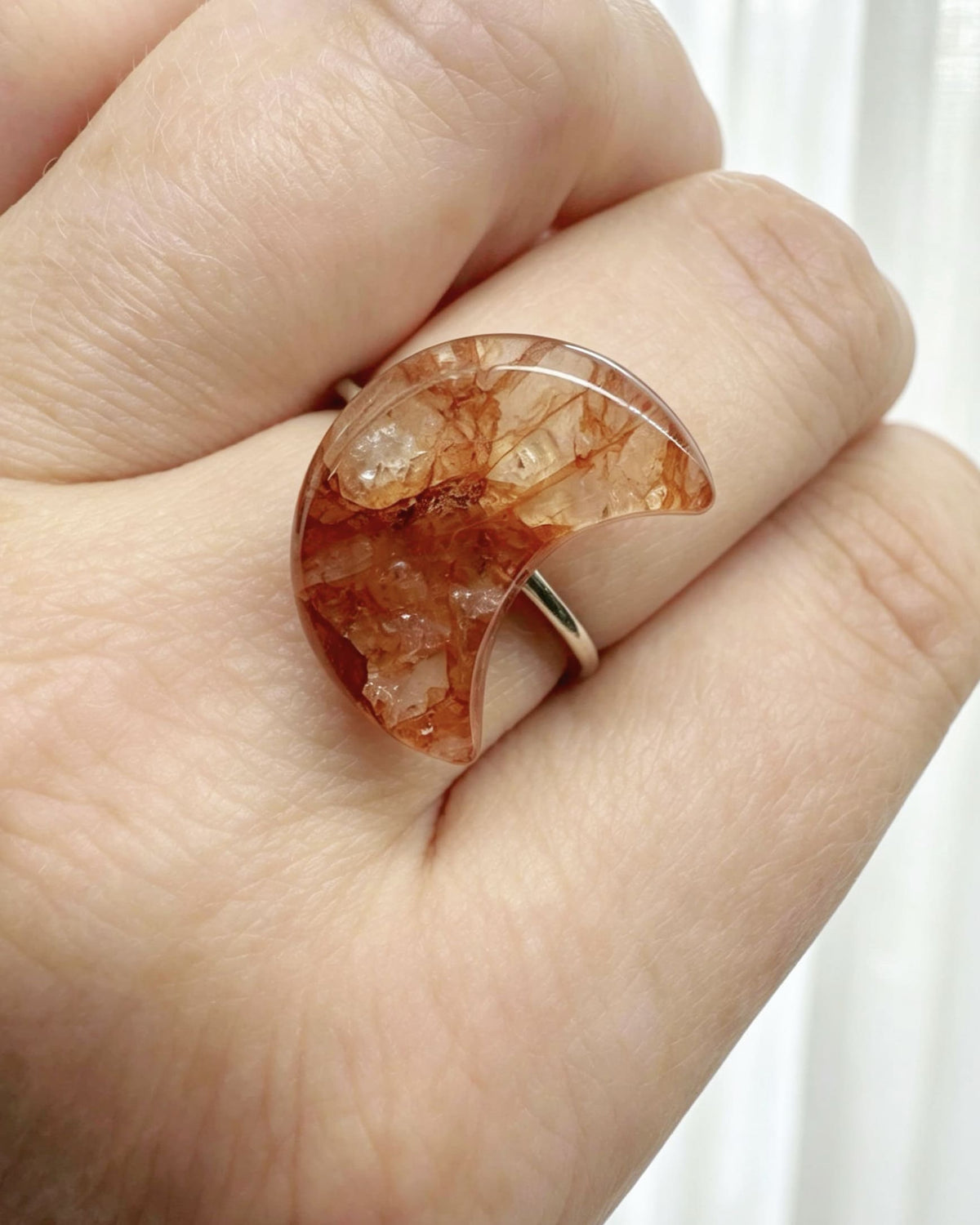 Fire Quartz Crystal Ring – Silver Moon