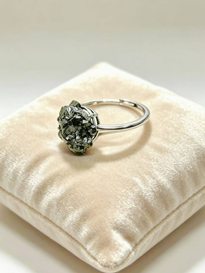 Pyrite Crystal Ring – Raw Silver No. 1