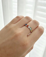 Rainbow Tourmaline Crystal Ring – Silver with Lab Diamonds