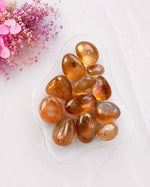 Orange Aura Coated Clear Quartz Tumbled Stones