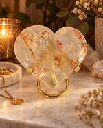 Golden Healer Faceted Heart On Gold Stand