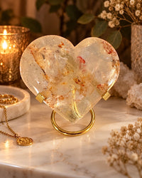 Golden Healer Faceted Heart On Gold Stand