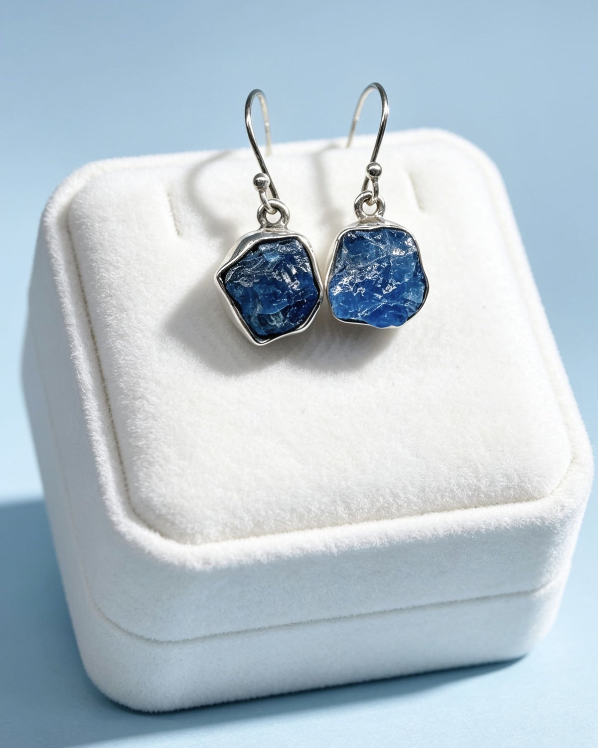 Apatite Crystal Earrings – Raw Silver