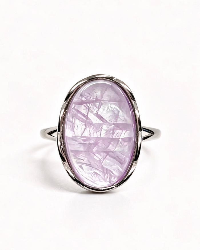Oval Silver Kunzite Ring