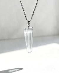 Clear Quartz Crystal Pendulum Pendant – Silver