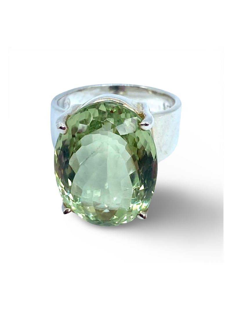 Rare AAAA Grade Green Amethyst Ring