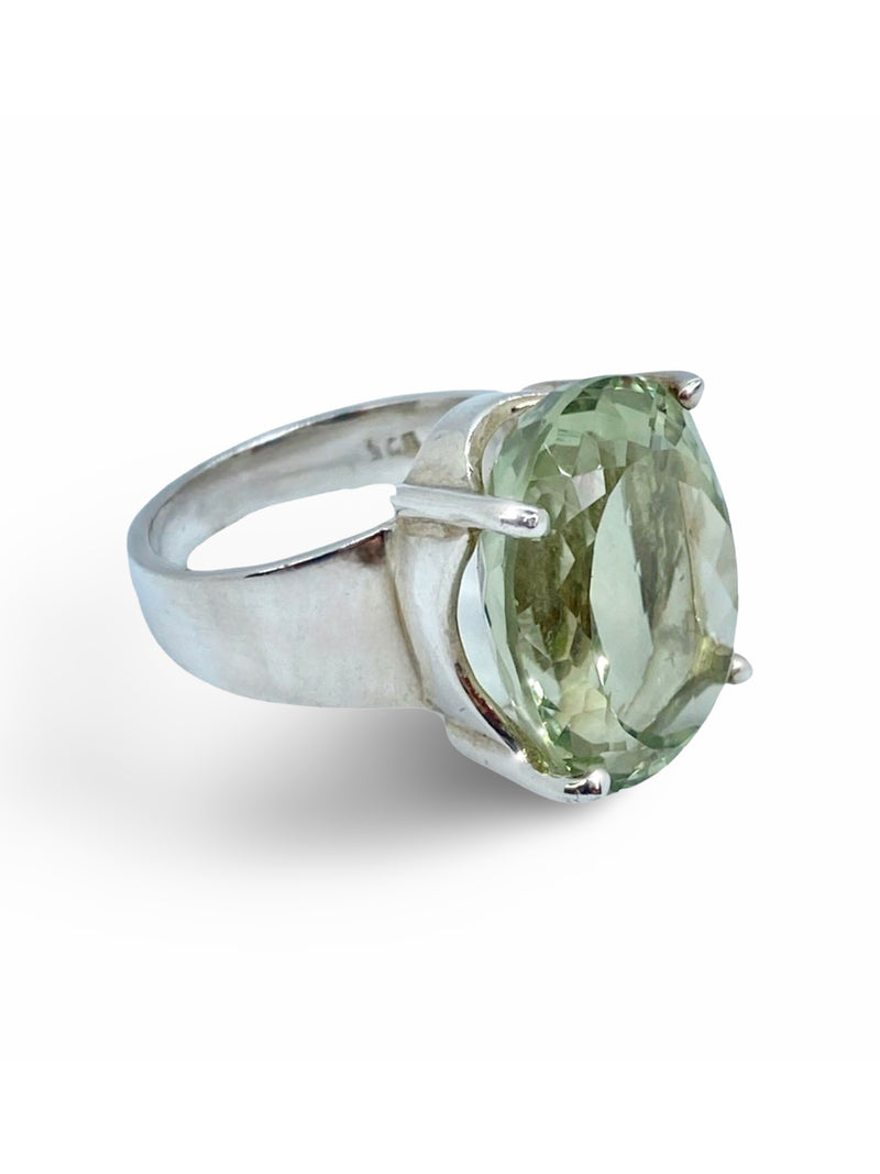 Rare AAAA Grade Green Amethyst Ring