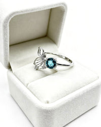 Apatite Crystal Ring – Butterfly Silver with Lab Diamonds