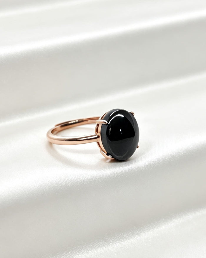 Oval Hematite Rose Gold Ring