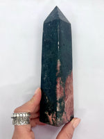 Extra Large Pink Amethyst Tower with Green Jasper inclusions P3