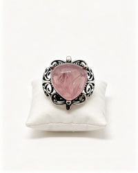 Rose Quartz Crystal Ring – Cushion Cut Silver