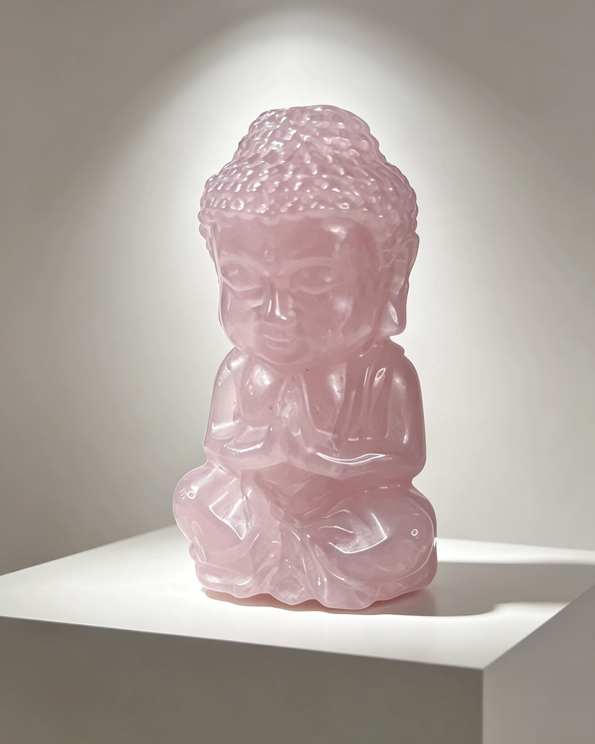 Rose Quartz Crystal Baby Buddha Carving