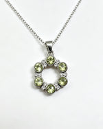Peridot Crystal Pendant – Silver with Lab Diamonds