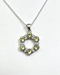 Peridot Crystal Pendant – Silver with Lab Diamonds