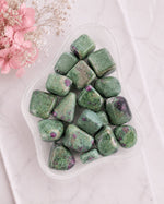 Ruby in Fuschite  Tumbled Stone - Third Eye To Heart Connector