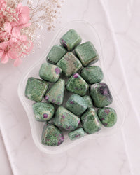 Ruby in Fuschite  Tumbled Stone - Third Eye To Heart Connector