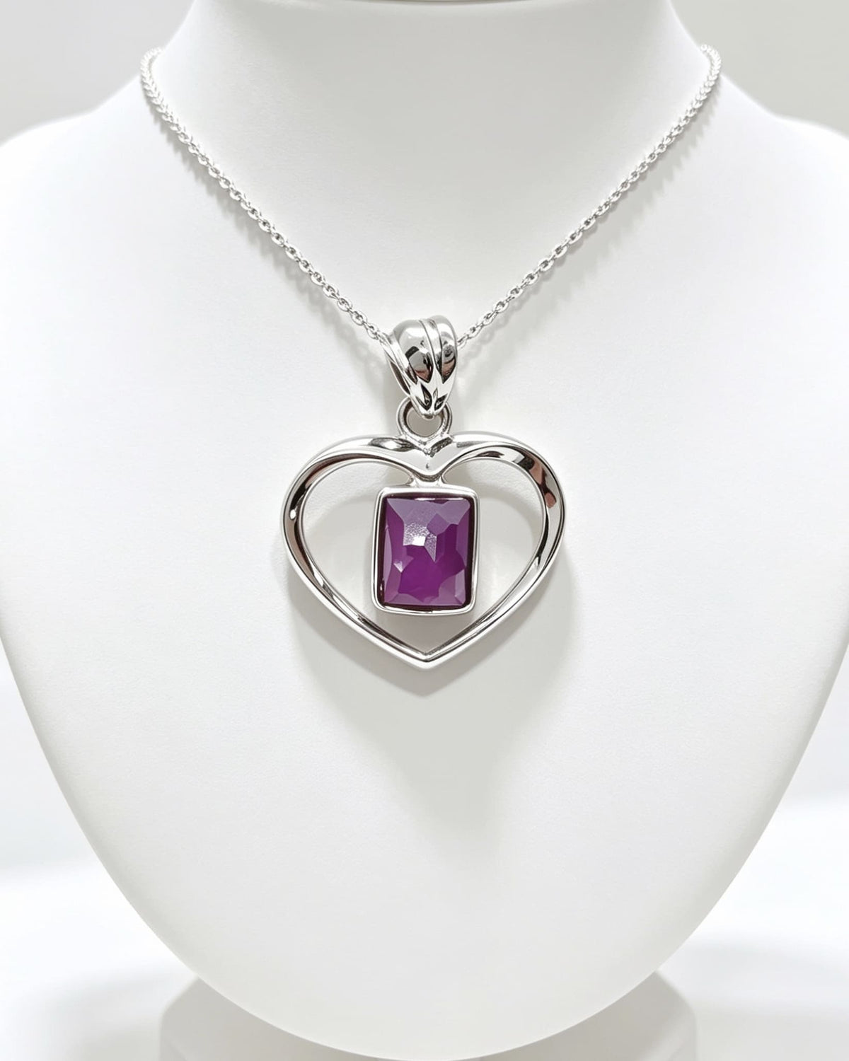 Ruby Pendant - Rectangle Silver